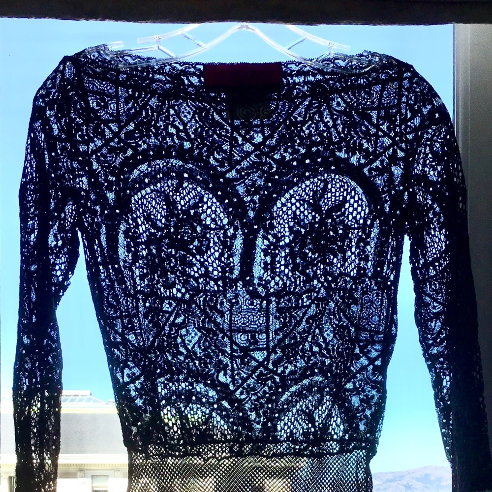 Cristian Lacroix exquisite black lace top.